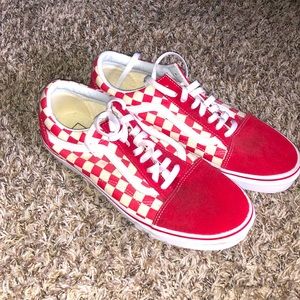 Red Checkerboard Vans (Vans Old Skool Checkerboard Racing Red)
